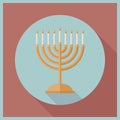 Illustration of Gold Menorah with 9 candles. Royalty Free Stock Photo